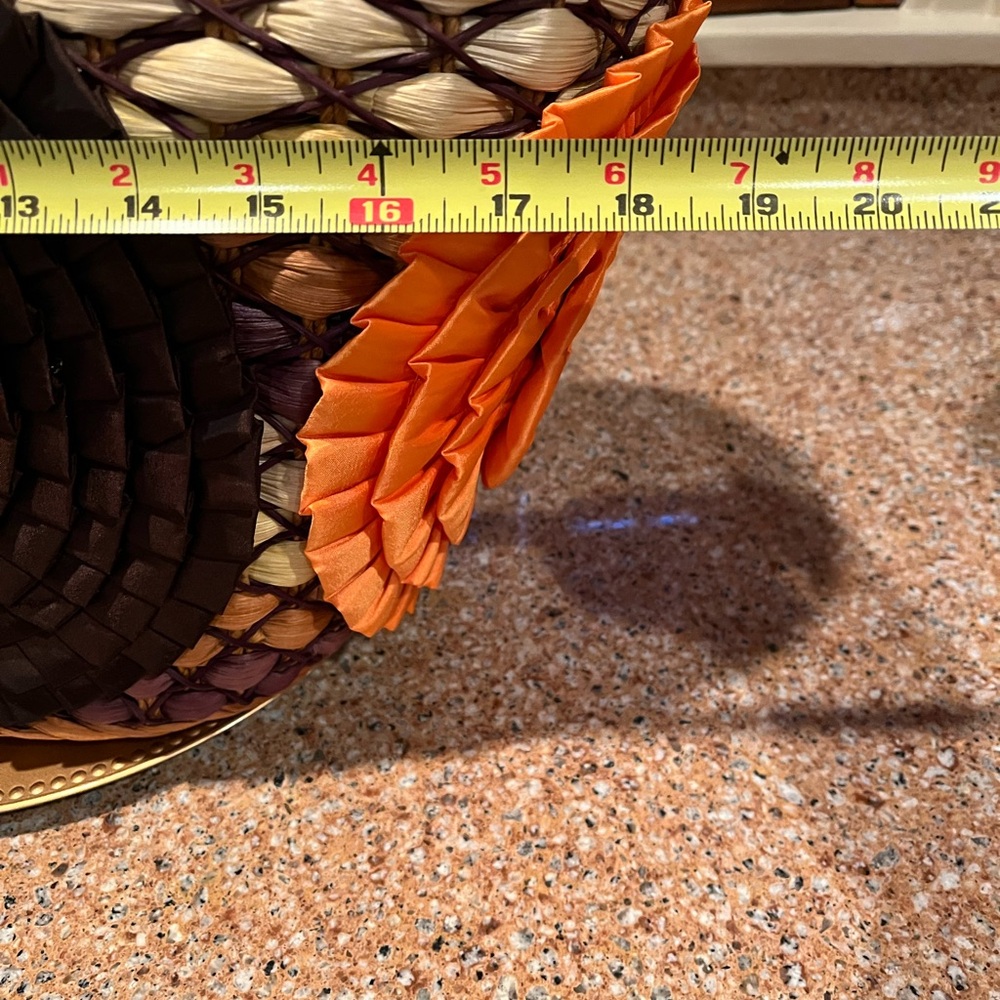 Chico’s Handcrafted Brown and Orange Zippered Woven Tote 10” x 18” - Picture 4 of 10